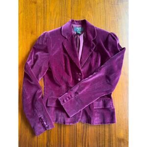 Vintage Charter Club Purple Cotton Velvet Blazer - Size 8